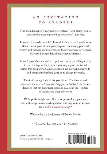How Will You Measure Your Life? by Clayton Christensen — back cover