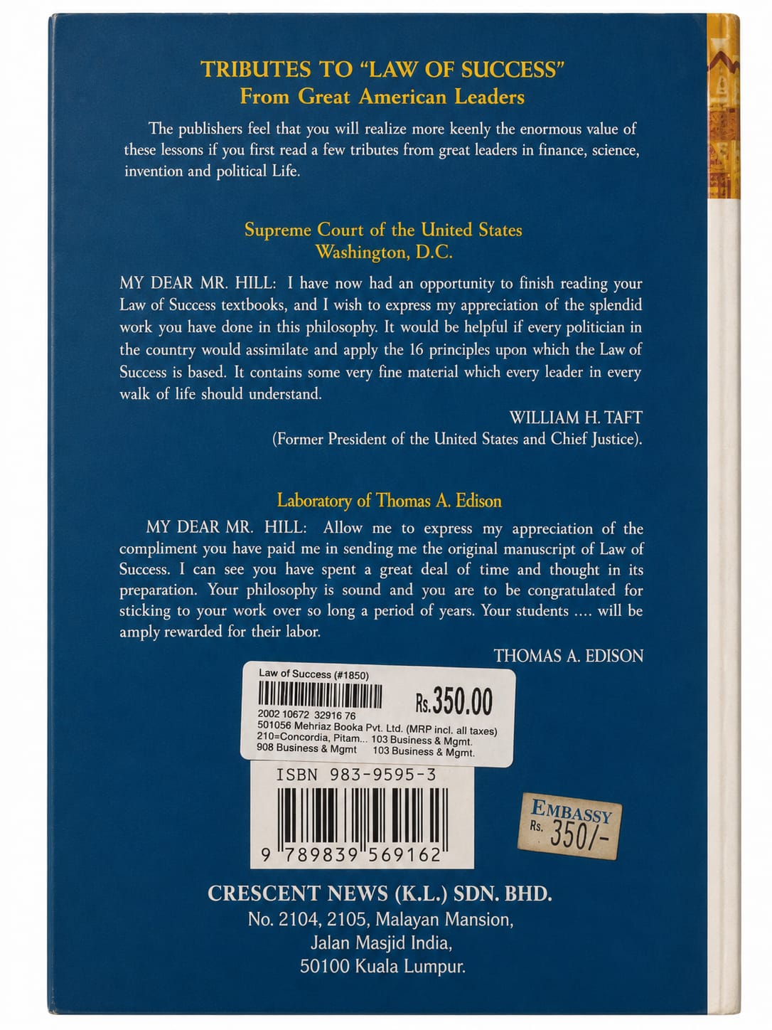 Law of Success by Napoleon Hill