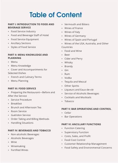 Food and Beverage Service 2nd Edition back cover