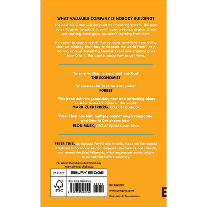 Zero to One by Peter Thiel, back cover