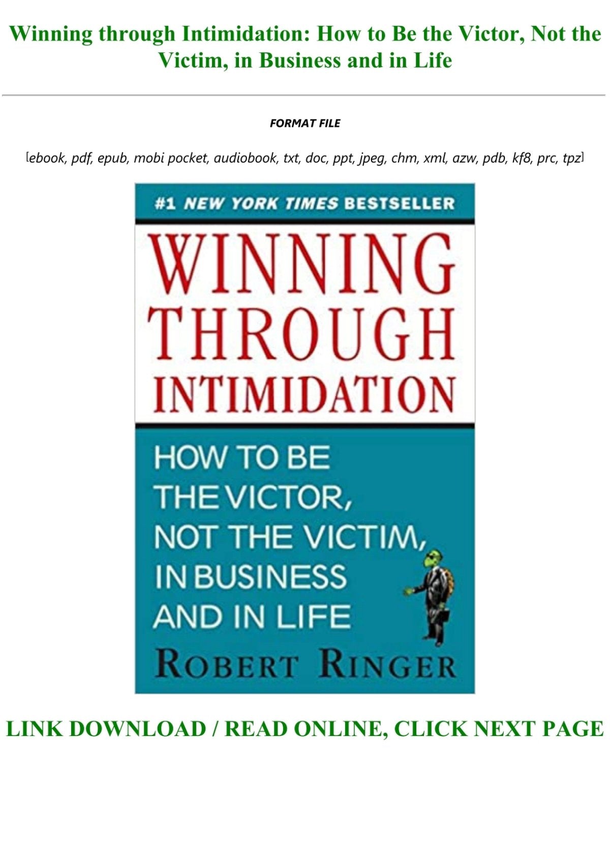 Winning Through Intimidation