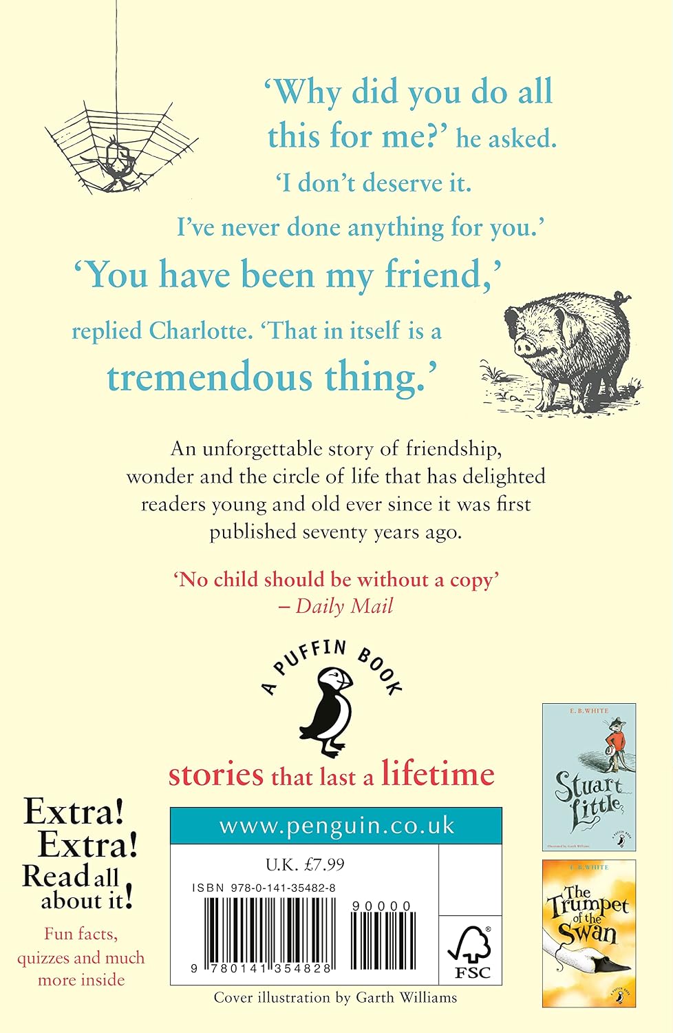 Charlotte's Web 70th Anniversary Edition E.B. White Puffin back cover