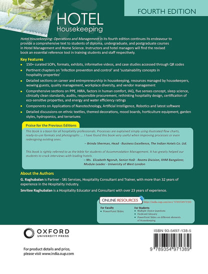 Hotel Housekeeping Operations and Management 4th Edition back cover