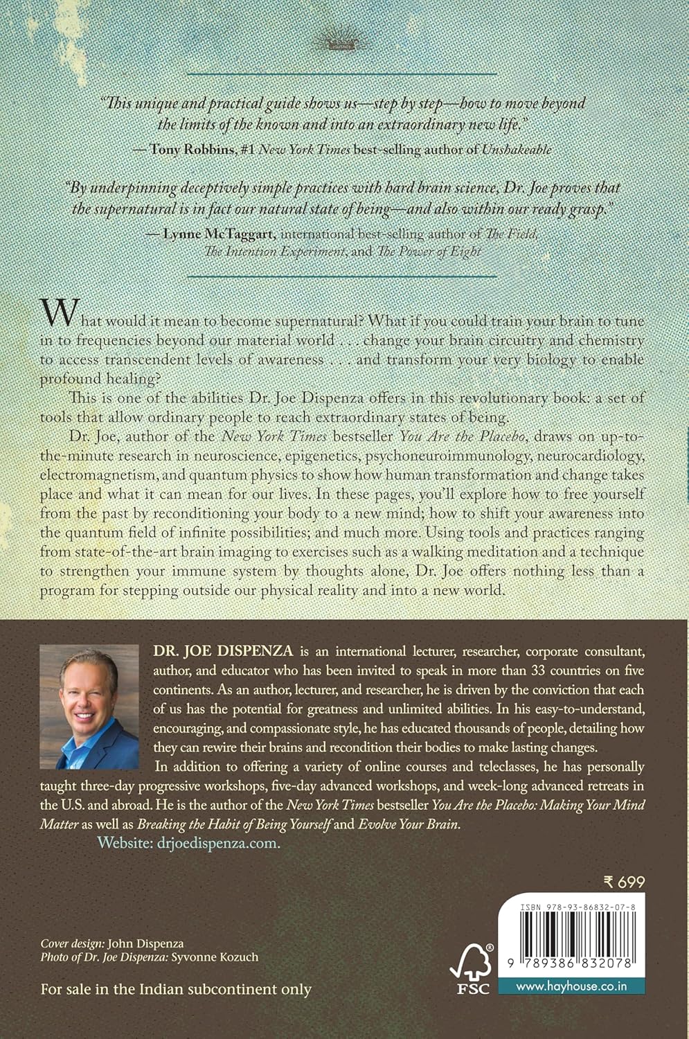 Becoming Supernatural by Dr Joe Dispenza — back cover